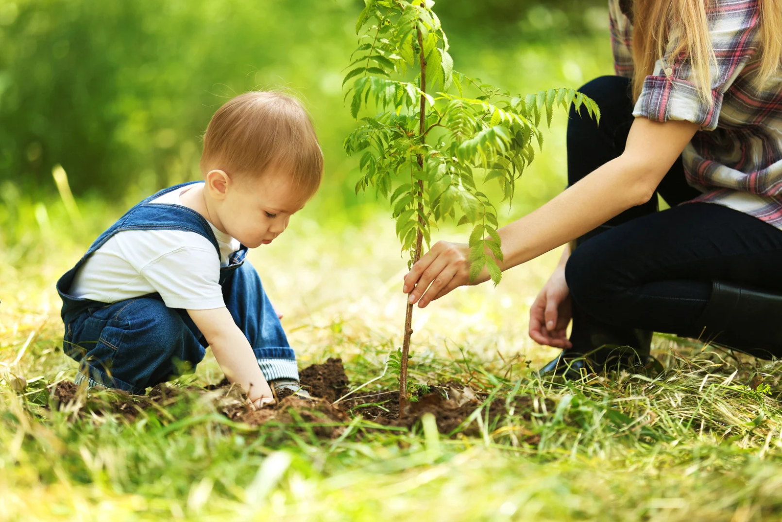 Easy Homegrown Foods for Babies and Toddlers image baby helping to plant.