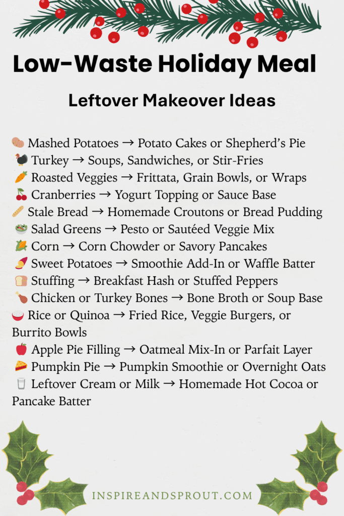 Low-waste holiday Meal. Holiday Meal Plan.